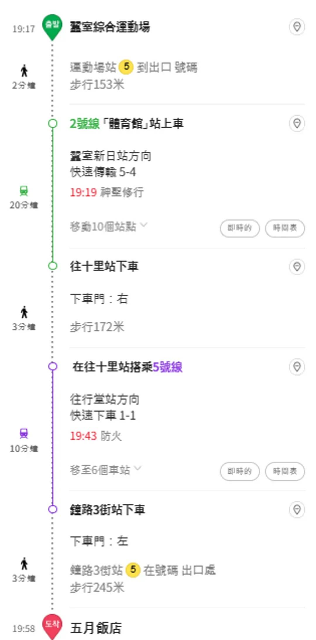 賽事會場返回飯店