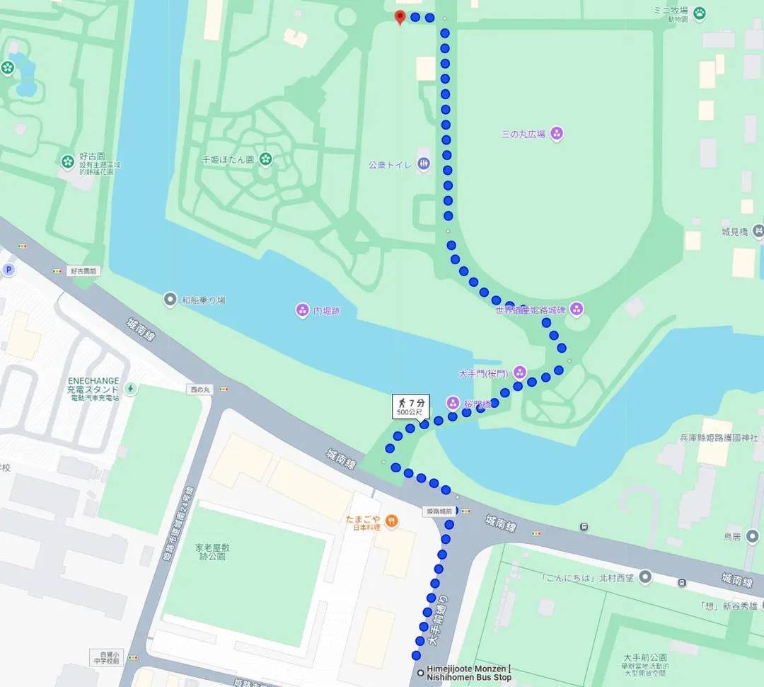 姬路蒙特利飯店→賽事會場(大手前通 (大手前通り)／姬路城三之丸廣場 (姫路城三の丸広場))