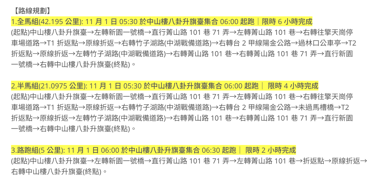 賽事路線圖